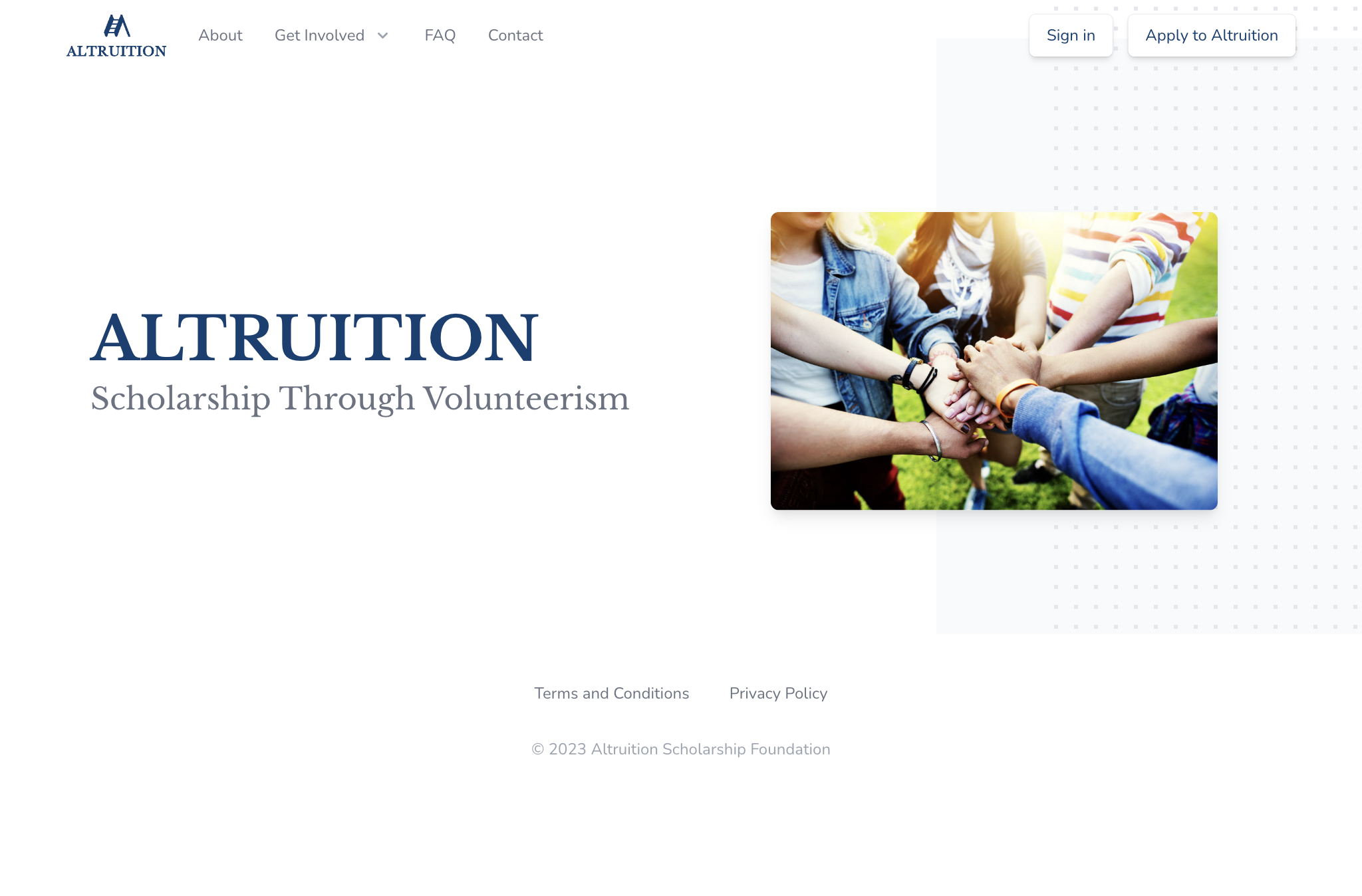 Altruition application home screen