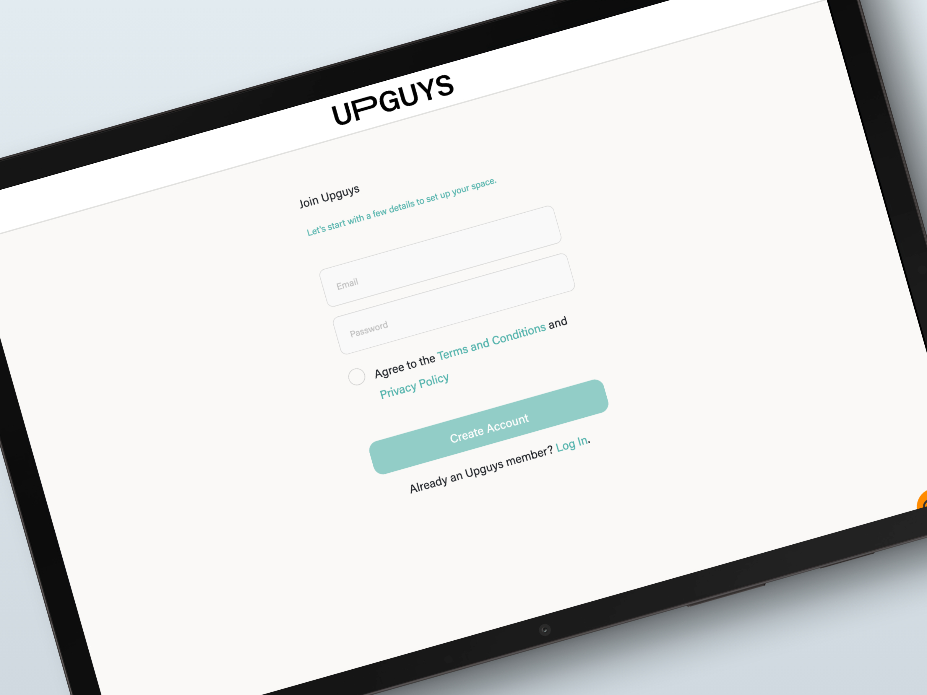UPGUYS platform on tablet